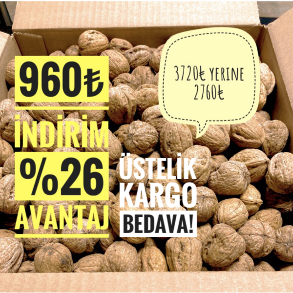 12 kg Süper Ekonomik Paket Büyük Boy Yeni Sezon İnce Kabuklu Chandler Cinsi Ceviz